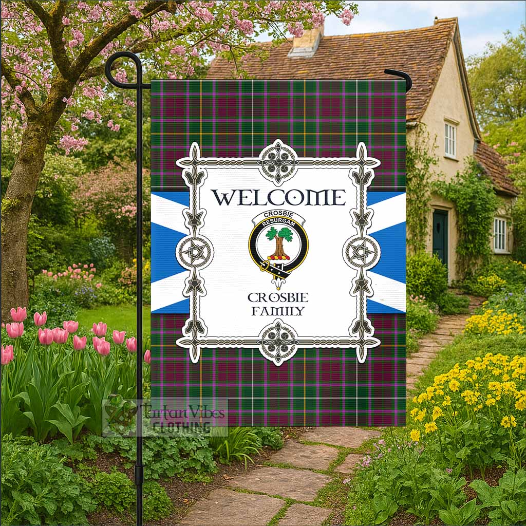 Crosbie Family Crest Tartan Welcome Garden Flag Saltire Harmony Style - Tartan Vibes Clothing