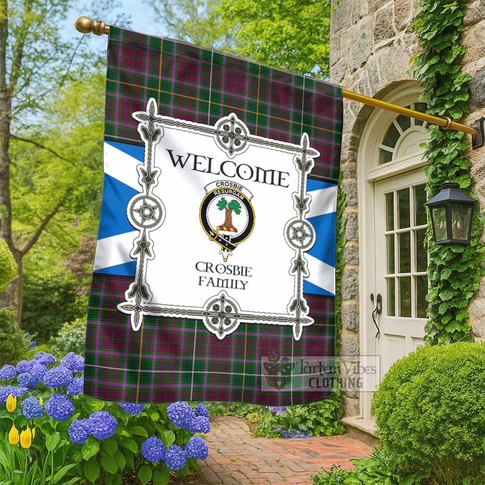 Crosbie Family Crest Tartan Welcome Garden Flag Saltire Harmony Style - Tartan Vibes Clothing