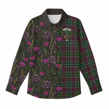 Crosbie Family Crest Tartan Women Casual Shirt Scottish Thistle Flower Pattern Half Style - Tartan Vibes Clothing