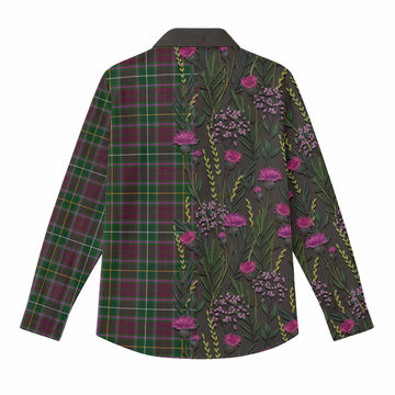 Crosbie Family Crest Tartan Women Casual Shirt Scottish Thistle Flower Pattern Half Style - Tartan Vibes Clothing