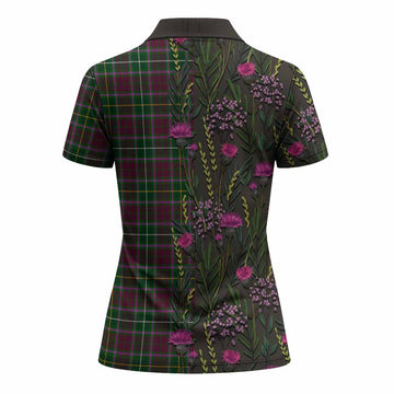 Crosbie Family Crest Tartan Women Polo Shirt Scottish Thistle Flower Pattern Half Style - Tartan Vibes Clothing