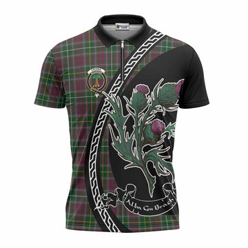 Crosbie Family Crest Tartan Zipper Polo Shirt Alba Thistle Inspired - Tartan Vibes Clothing