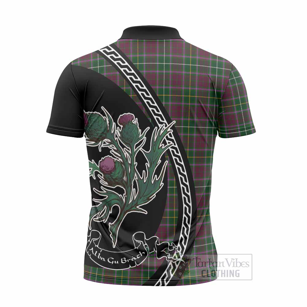 Crosbie Family Crest Tartan Zipper Polo Shirt Alba Thistle Inspired - Tartan Vibes Clothing