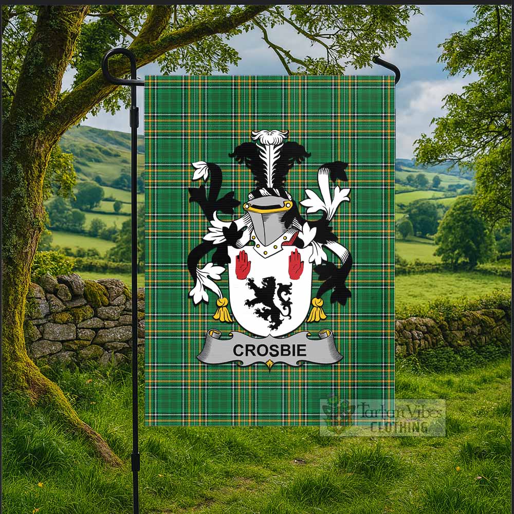 Crosbie Irish Clan Tartan Flag with Coat of Arms