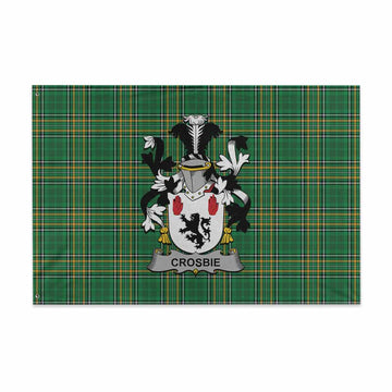 Tartan Vibes Clothing Crosbie Irish Clan Tartan House Flag with Coat of Arms