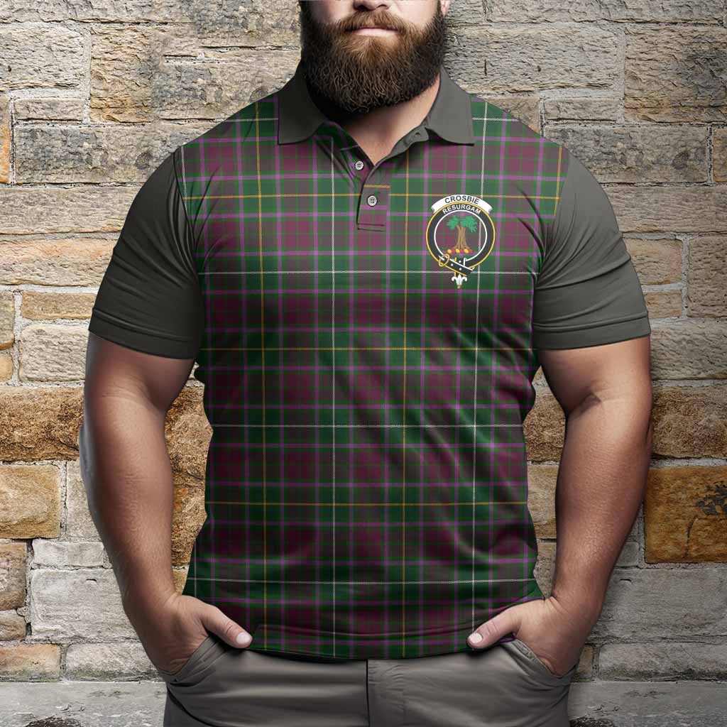 Crosbie Tartan Accent Polo Shirt with Family Crest