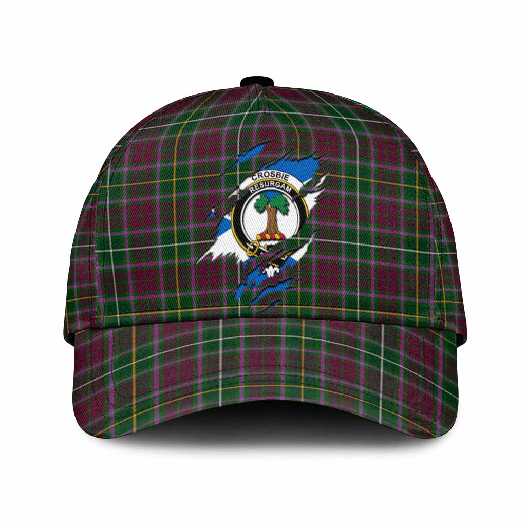 Crosbie Tartan Classic Cap with Family Crest In Me Style