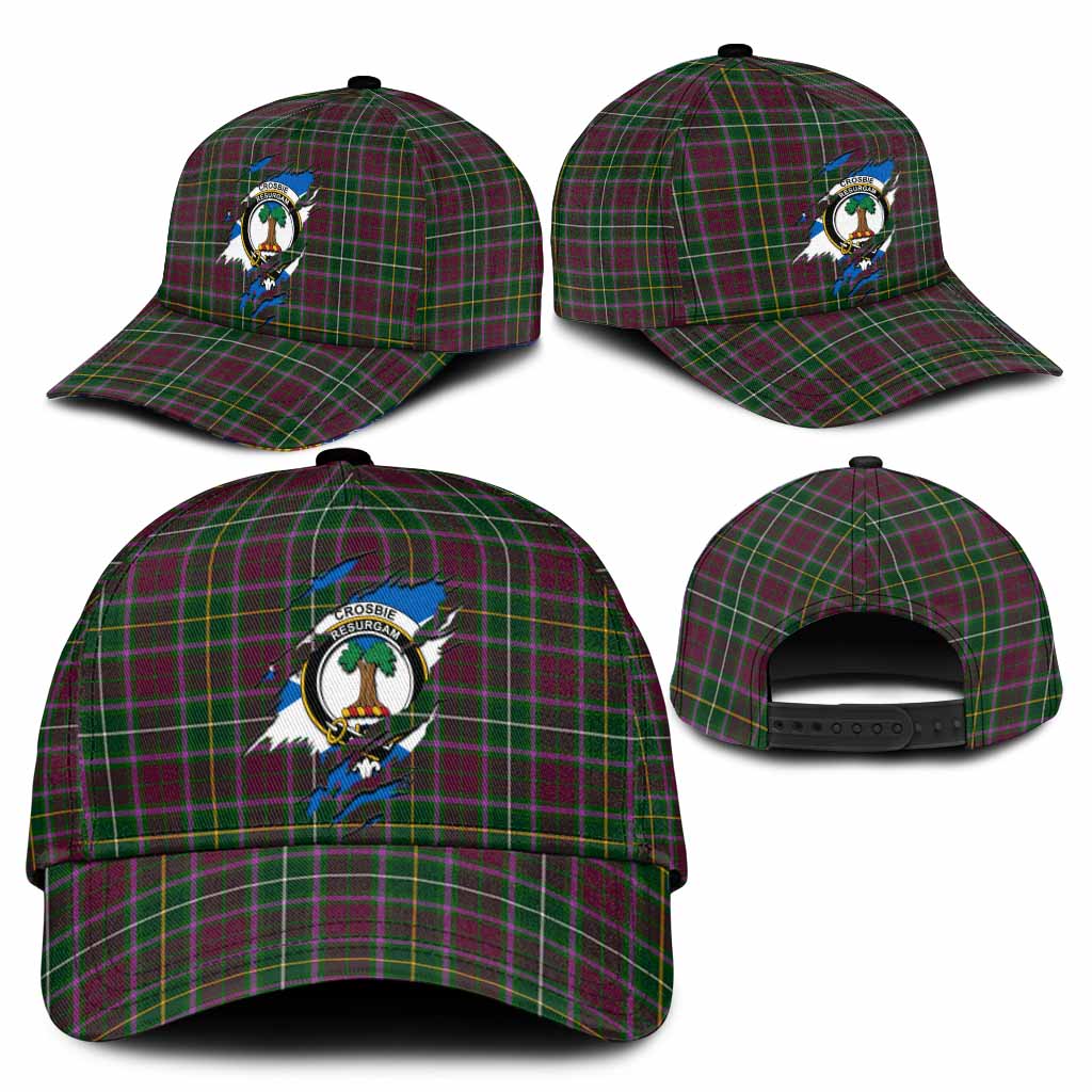 Crosbie Tartan Classic Cap with Family Crest In Me Style
