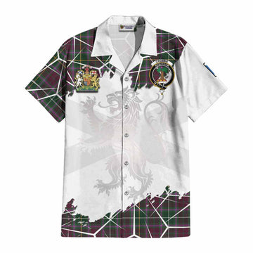 Crosbie Tartan Cotton Hawaiian Shirt with Family Crest and Lion Rampant Grunge Style