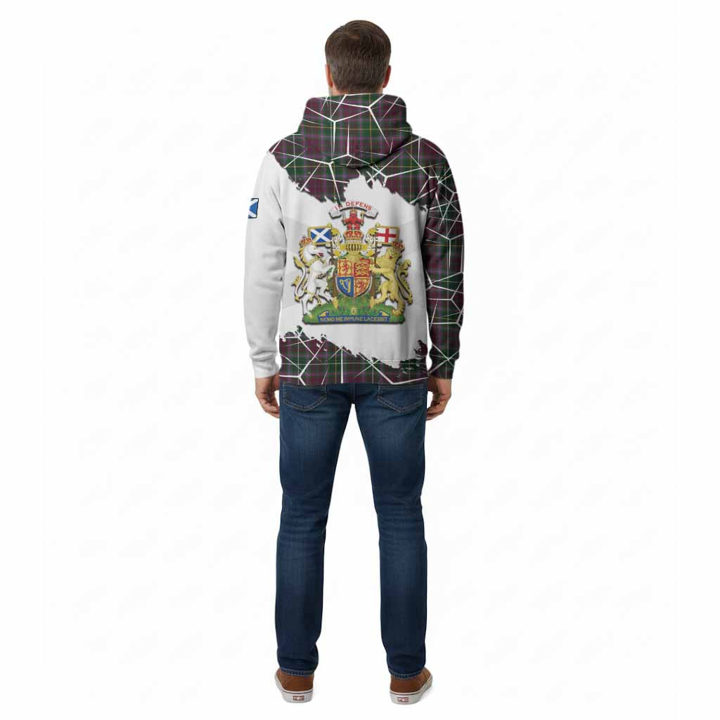 Crosbie Tartan Cotton Hoodie with Family Crest and Lion Rampant Grunge Style