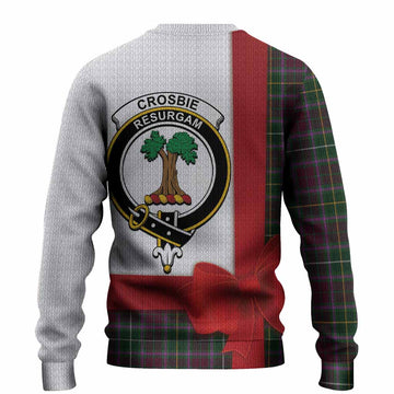 Crosbie Tartan Crest Christmas Christmas Ugly Sweater Highland Cow Bagpipes Coquette Bow Style
