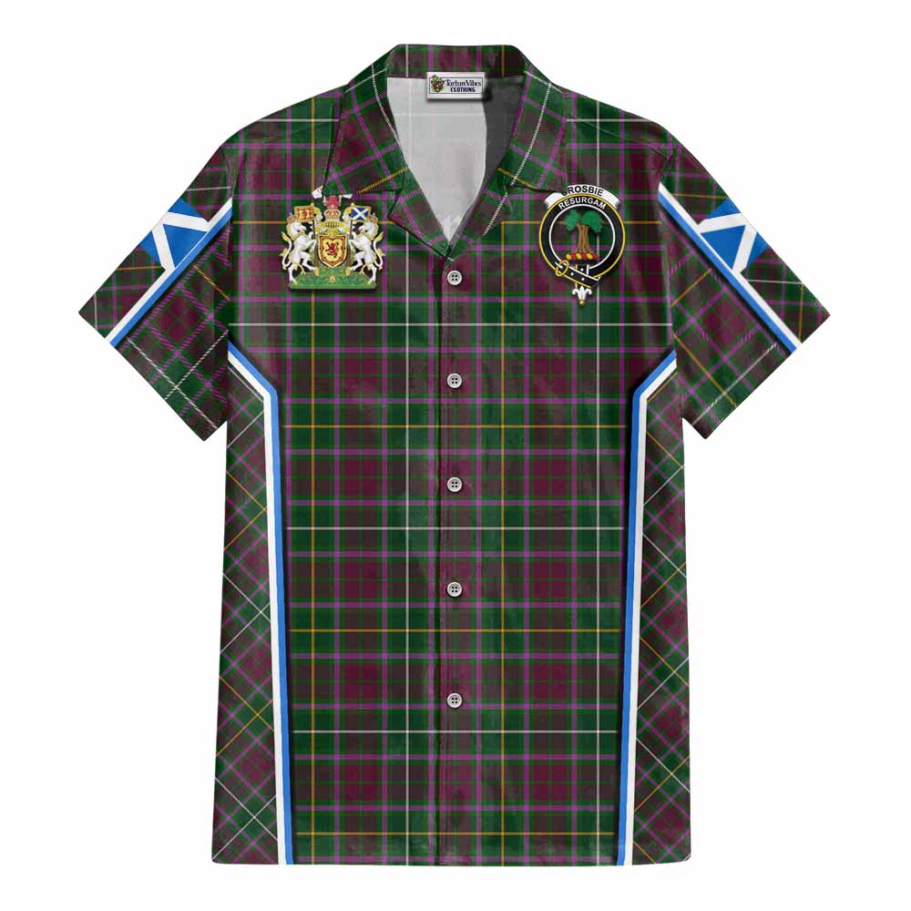 Crosbie Tartan Crest Cotton Hawaiian Shirt Scotland Coat of Arm Flag Style - Tartan Vibes Clothing
