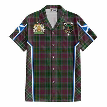 Crosbie Tartan Crest Cotton Hawaiian Shirt Scotland Coat of Arm Flag Style - Tartan Vibes Clothing
