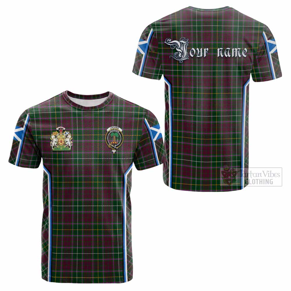 Crosbie Tartan Crest Cotton T-shirt Scotland Coat of Arm Flag Style - Tartan Vibes Clothing