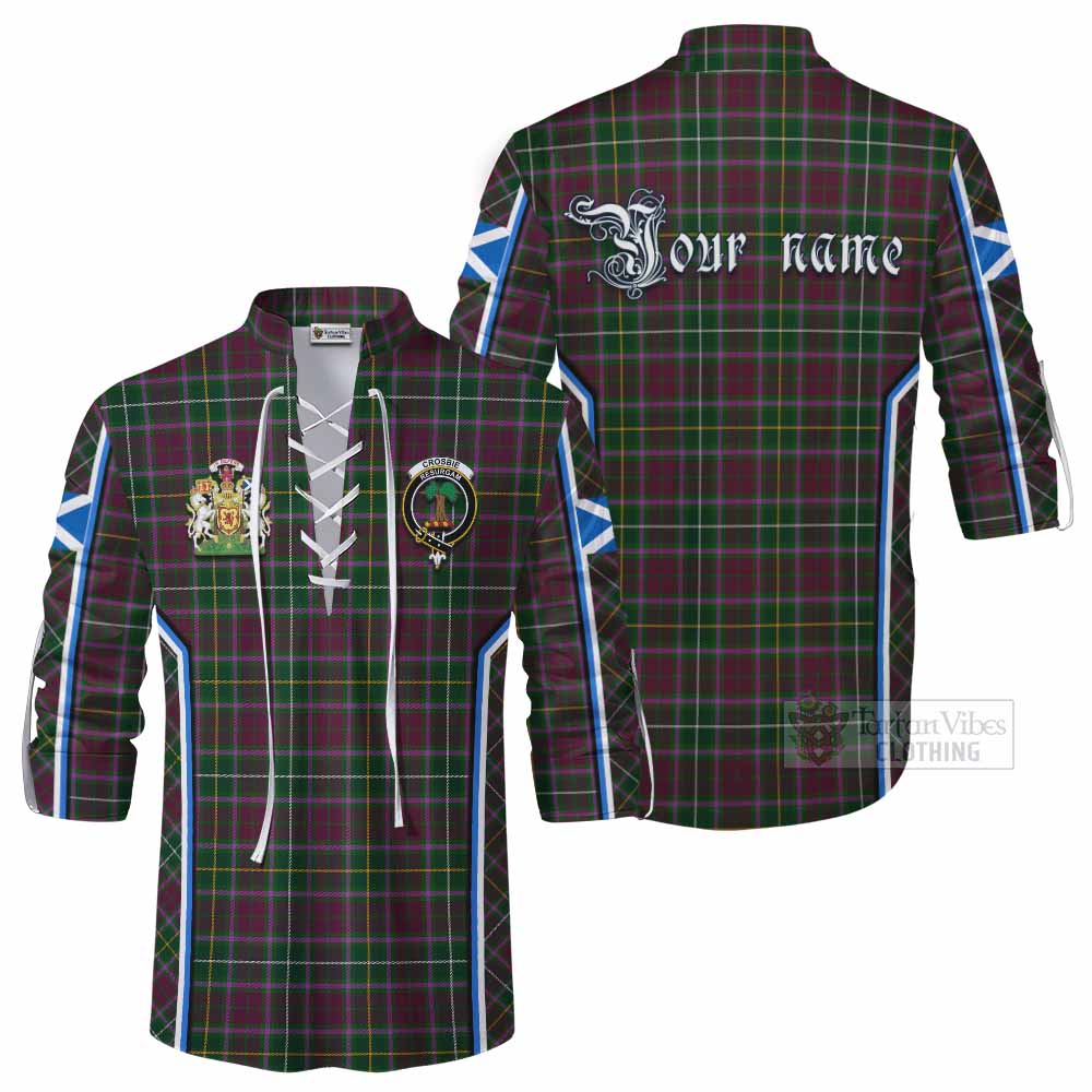 Crosbie Tartan Crest Ghillie Kilt Shirt Scotland Coat of Arm Flag Style - Tartan Vibes Clothing