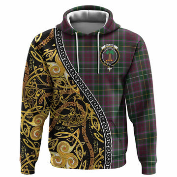 Crosbie Tartan Crest Hoodie Celtic Knot and Triple Trickle Spiral Symbols