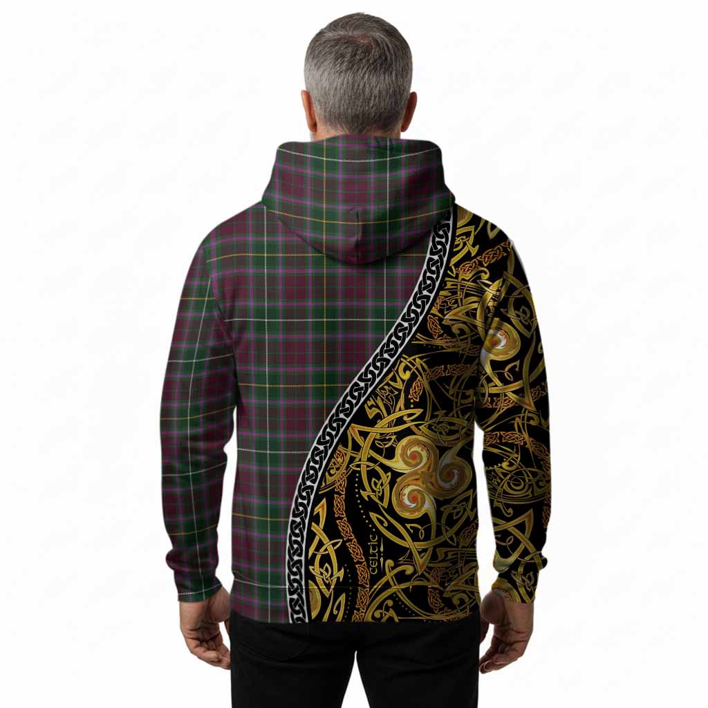 Crosbie Tartan Crest Hoodie Celtic Knot and Triple Trickle Spiral Symbols