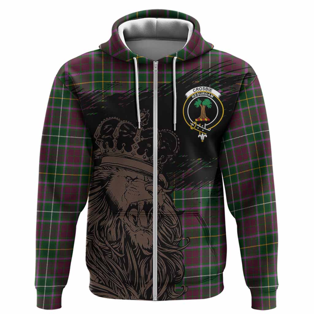Crosbie Tartan Crest Hoodie Crowned Lion Heritage Style