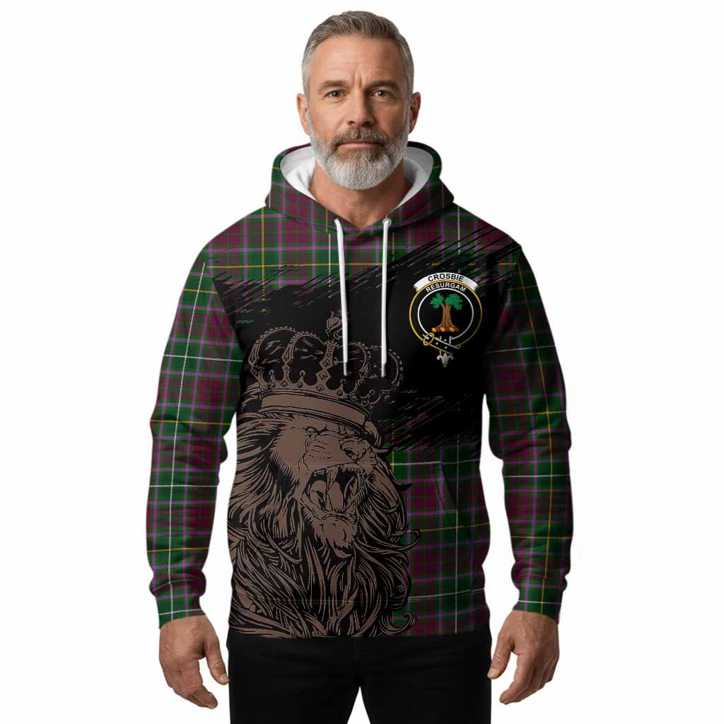 Crosbie Tartan Crest Hoodie Crowned Lion Heritage Style