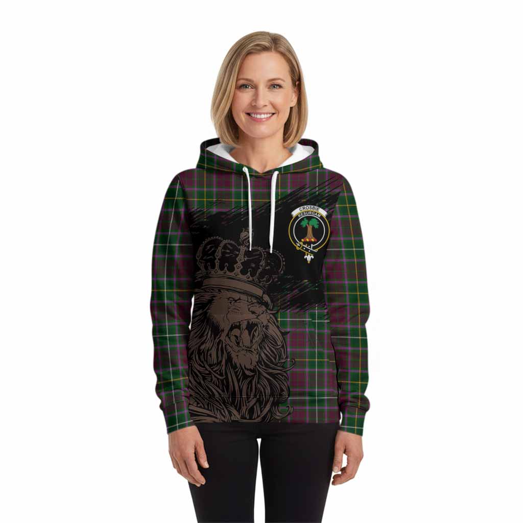 Crosbie Tartan Crest Hoodie Crowned Lion Heritage Style