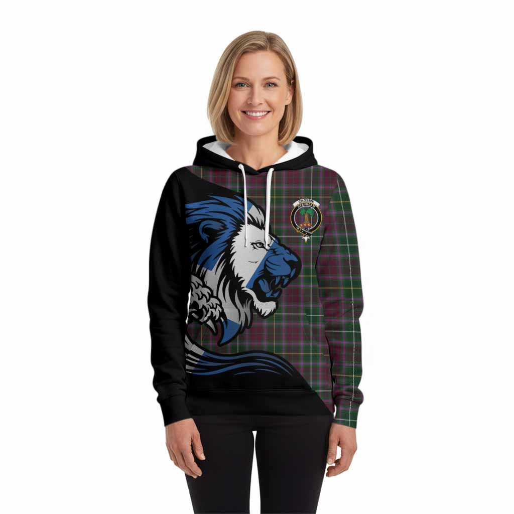 Crosbie Tartan Crest Hoodie Scottish Golden Lions Wave Flow