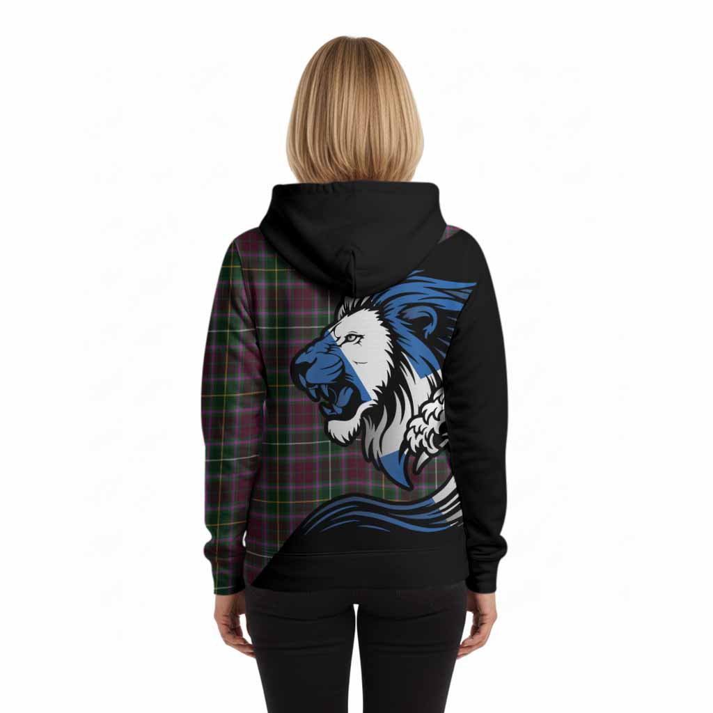 Crosbie Tartan Crest Hoodie Scottish Golden Lions Wave Flow