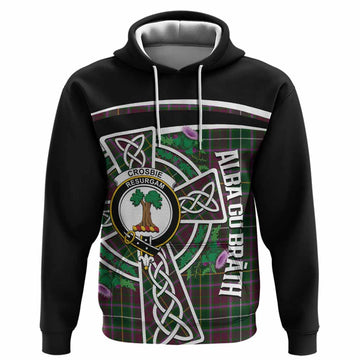 Crosbie Tartan Crest Hoodie Scottish Thistle Celtic Cross Alba Gu Brath