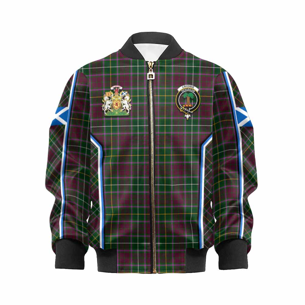 Crosbie Tartan Crest Kid Bomber Jacket Scotland Coat of Arm Flag Style - Tartan Vibes Clothing