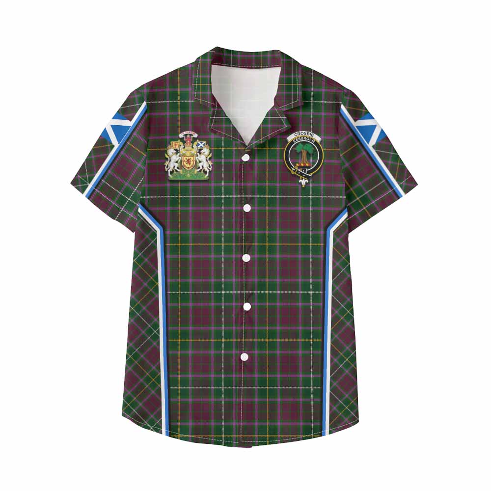 Crosbie Tartan Crest Kid Hawaiian Shirt Scotland Coat of Arm Flag Style - Tartan Vibes Clothing