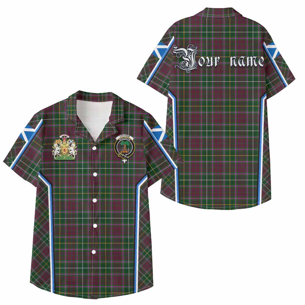Crosbie Tartan Crest Kid Hawaiian Shirt Scotland Coat of Arm Flag Style - Tartan Vibes Clothing