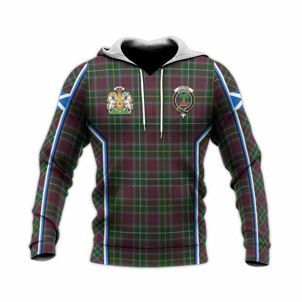 Crosbie Tartan Crest Knitted Hoodie Scotland Coat of Arm Flag Style - Tartan Vibes Clothing