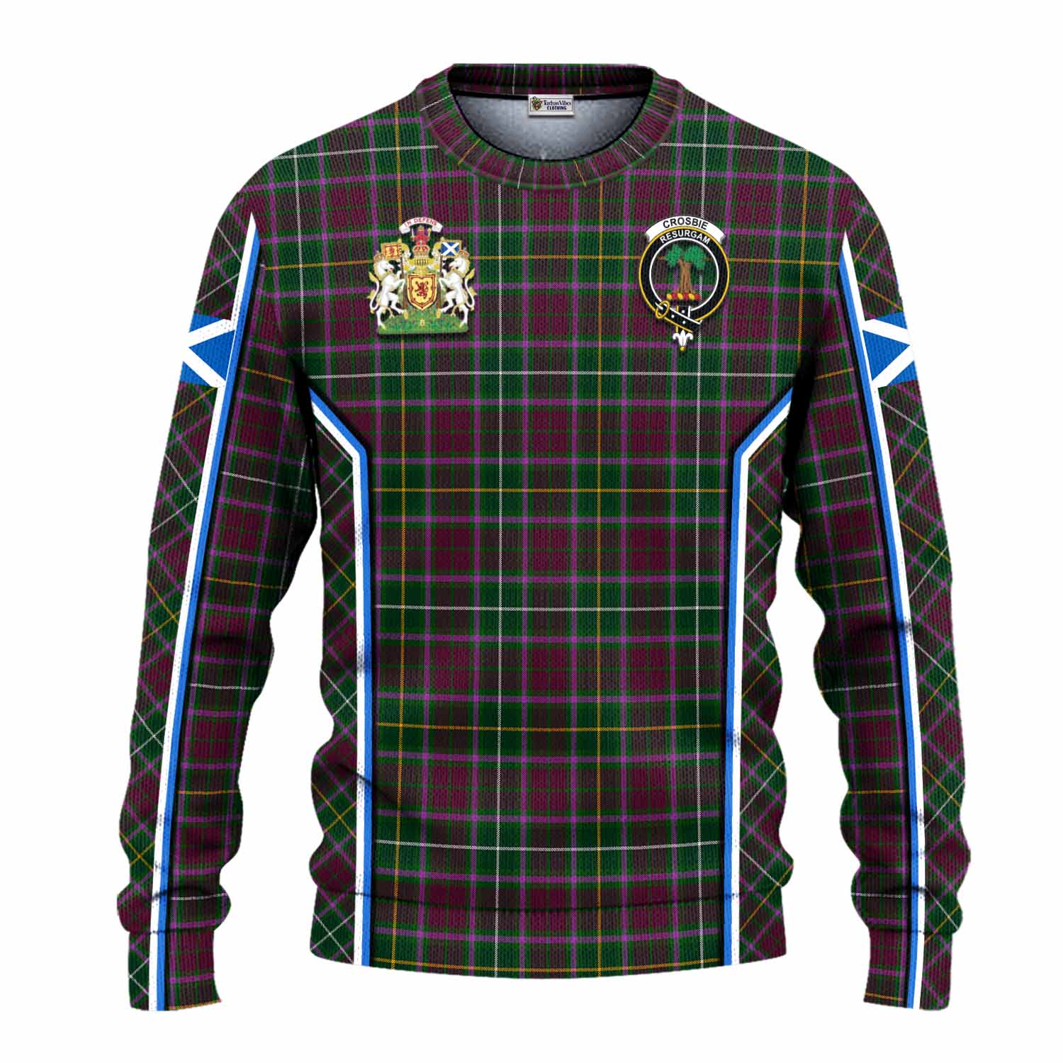 Crosbie Tartan Crest Knitted Sweater Scotland Coat of Arm Flag Style - Tartan Vibes Clothing