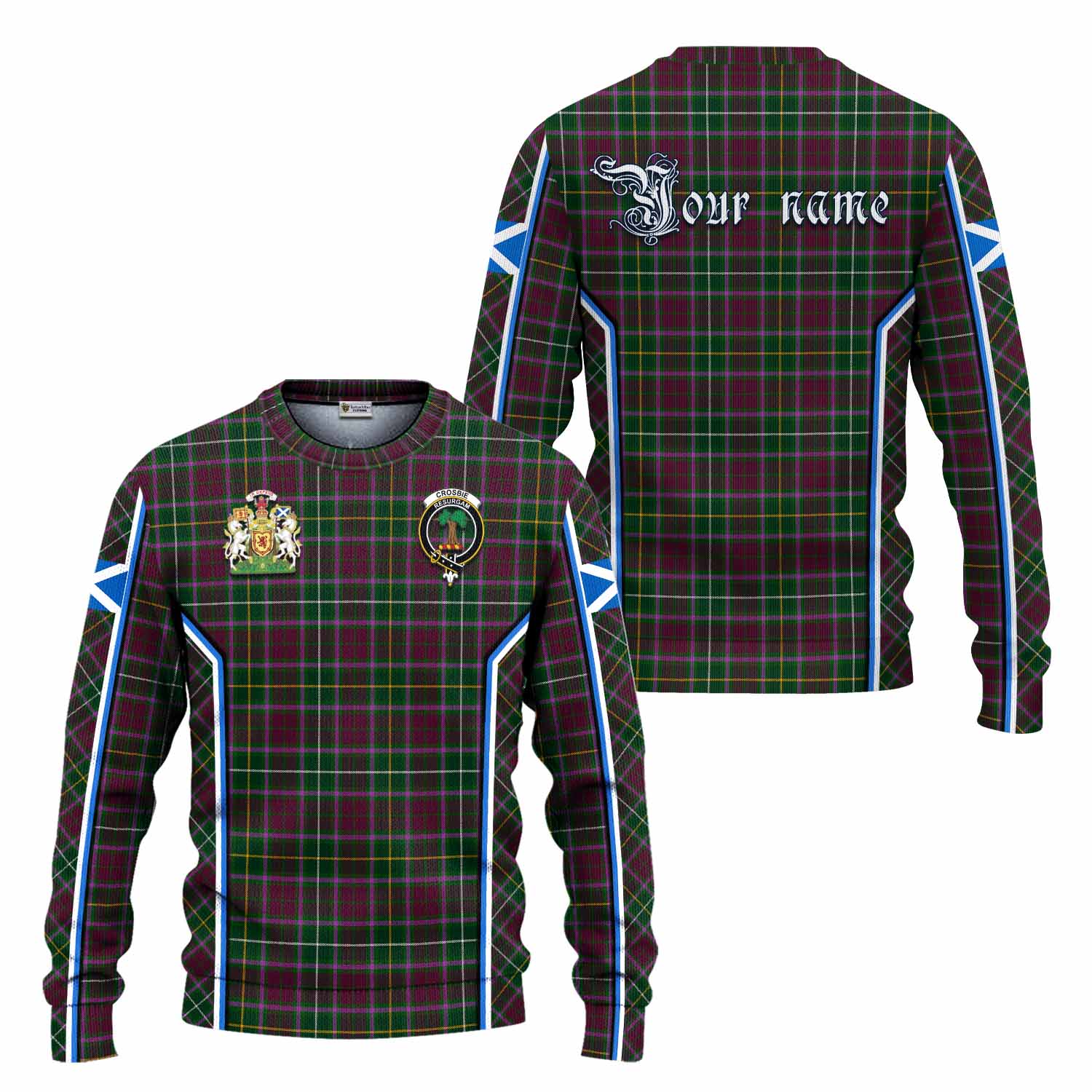 Crosbie Tartan Crest Knitted Sweater Scotland Coat of Arm Flag Style - Tartan Vibes Clothing