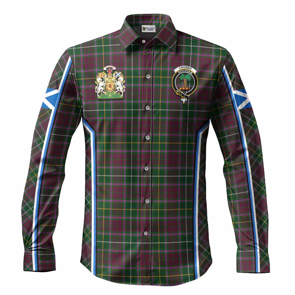 Crosbie Tartan Crest Long Sleeve Button Shirts Scotland Coat of Arm Flag Style - Tartan Vibes Clothing