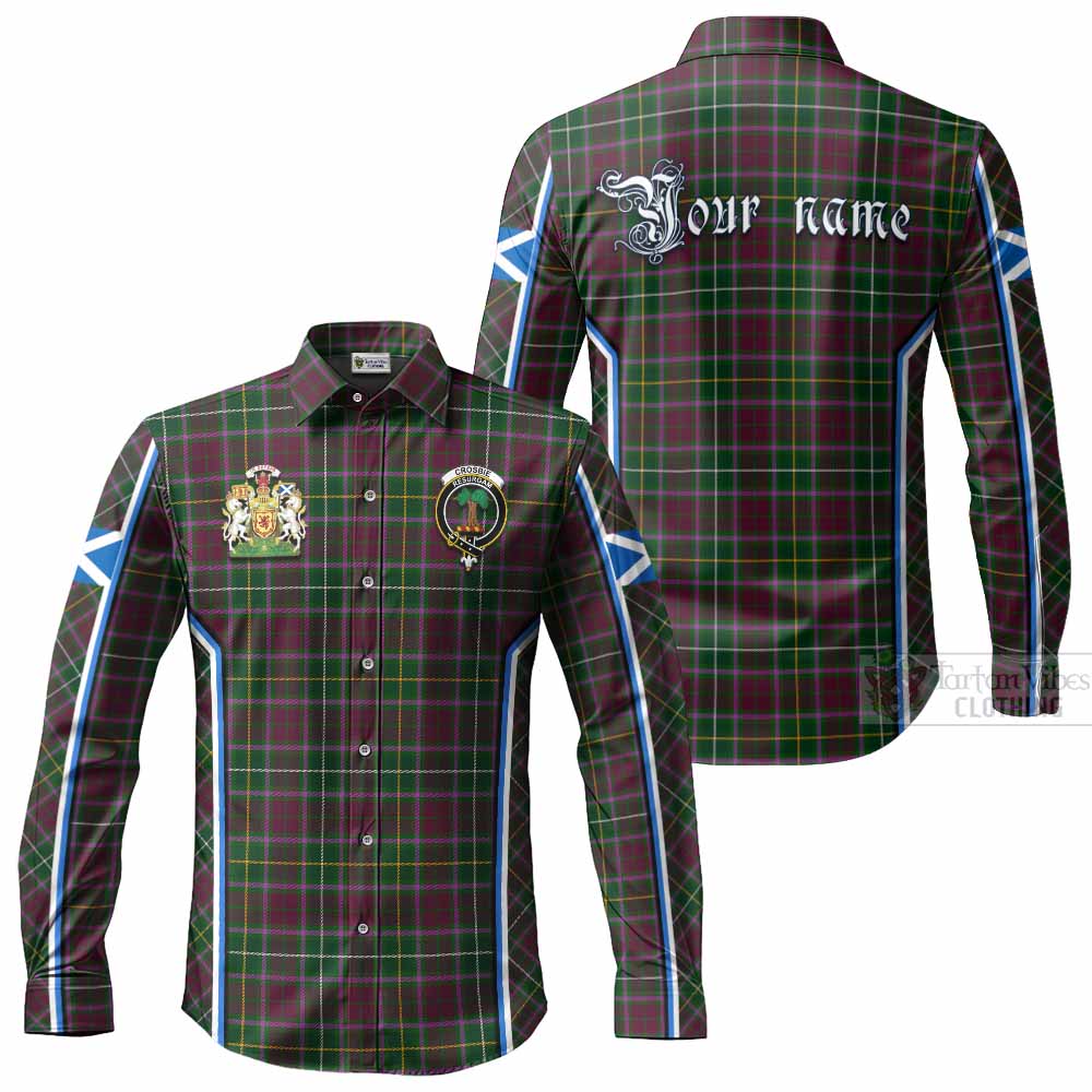 Crosbie Tartan Crest Long Sleeve Button Shirts Scotland Coat of Arm Flag Style - Tartan Vibes Clothing