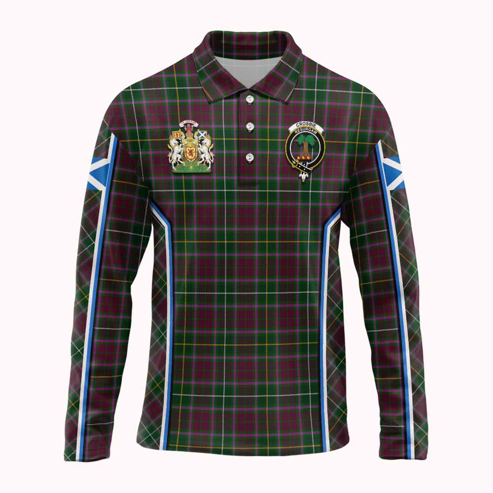 Crosbie Tartan Crest Long Sleeve Polo Shirt Scotland Coat of Arm Flag Style - Tartan Vibes Clothing