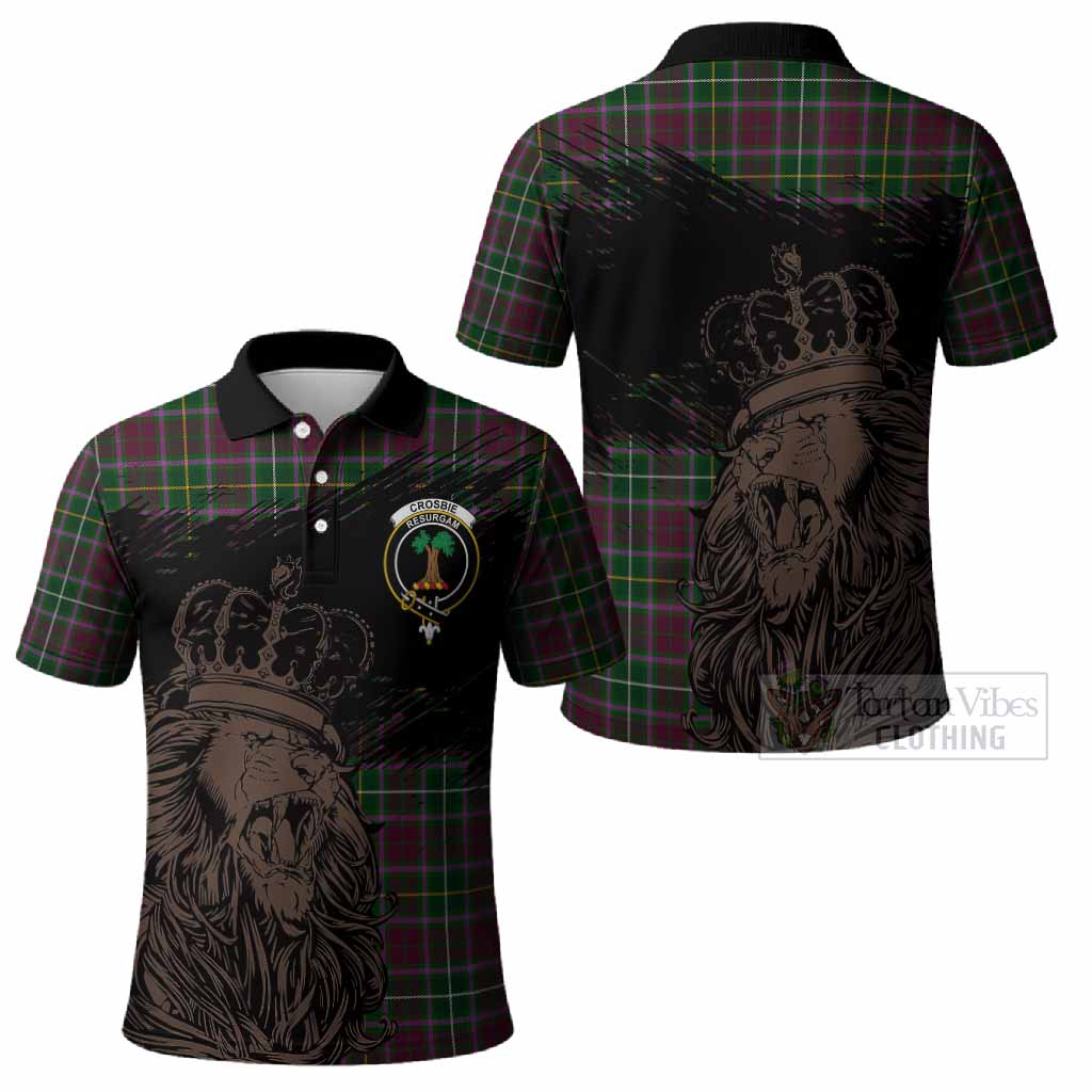 Crosbie Tartan Crest Polo Shirt Crowned Lion Heritage Style