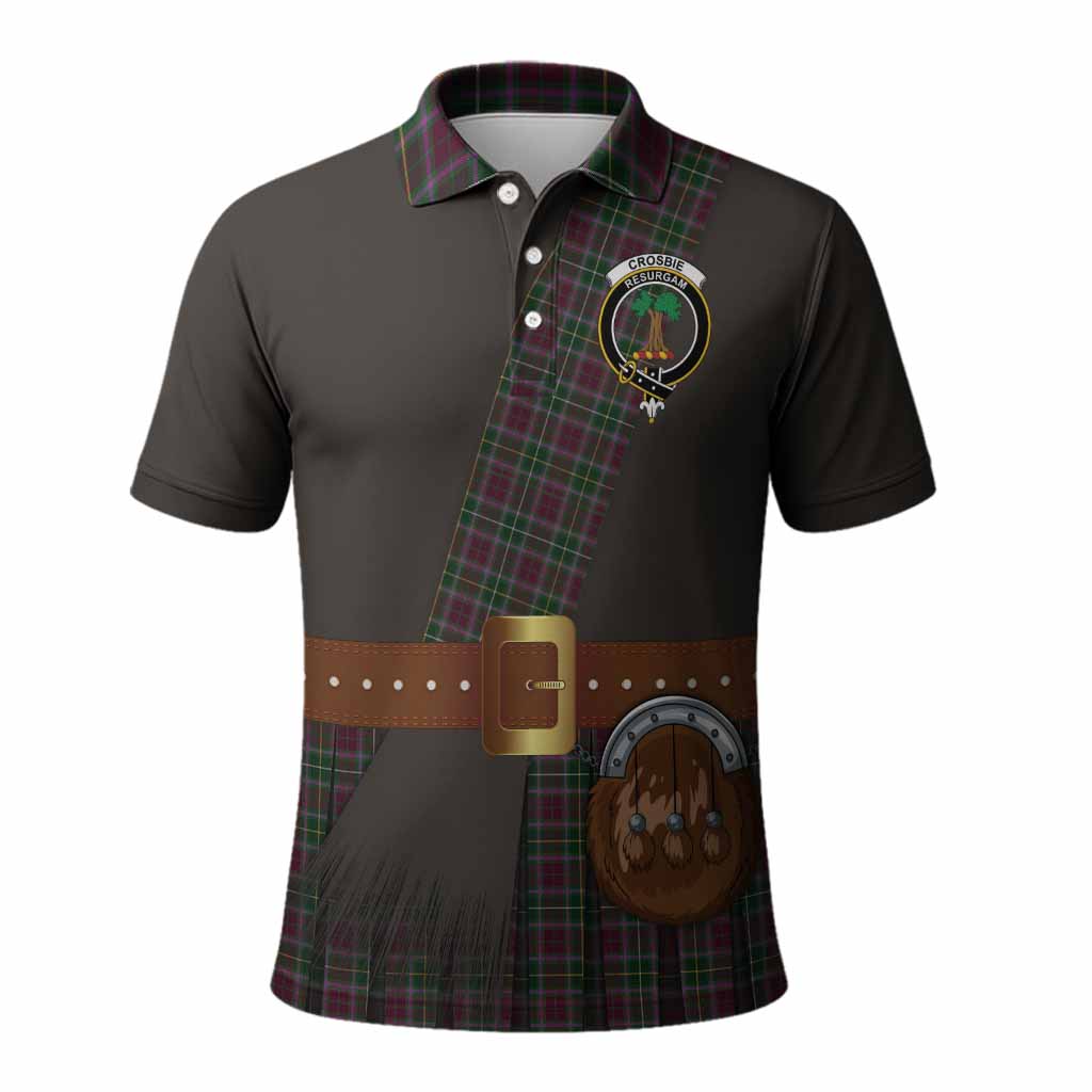 Crosbie Tartan Crest Polo Shirt Kilt Costume Style