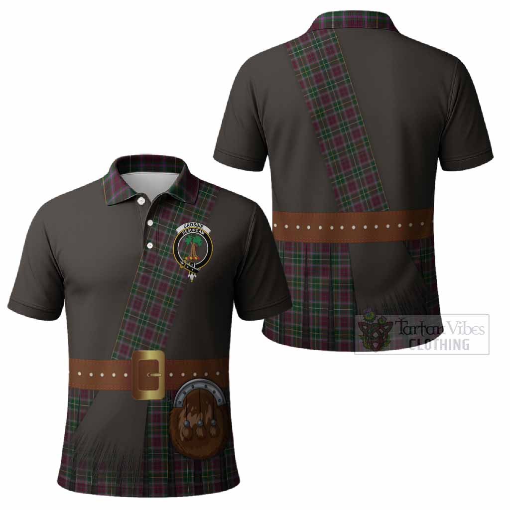 Crosbie Tartan Crest Polo Shirt Kilt Costume Style