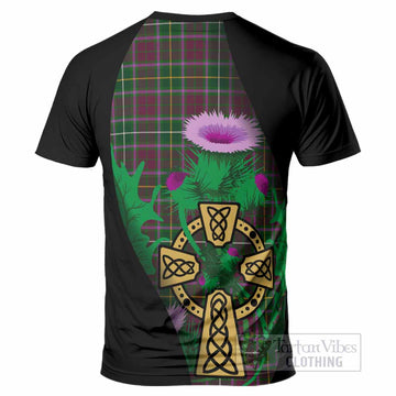 Crosbie Tartan Crest T-Shirt Celtic Cross Thistle Flowers
