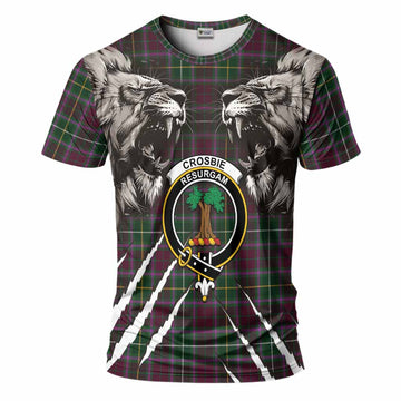 Crosbie Tartan Crest T-Shirt Ferocious Lion Style