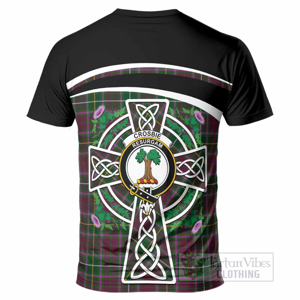 Crosbie Tartan Crest T-Shirt Scottish Thistle Celtic Cross Alba Gu Brath