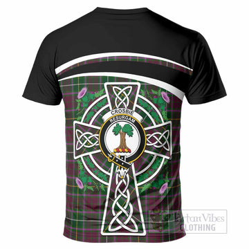 Crosbie Tartan Crest T-Shirt Scottish Thistle Celtic Cross Alba Gu Brath