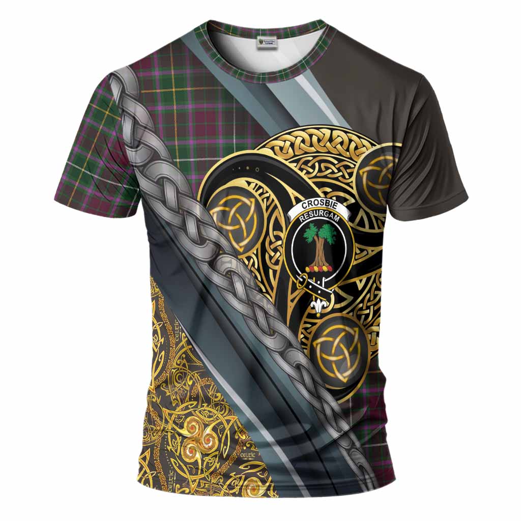Crosbie Tartan Crest T-Shirt Scottish Triskele Celtic