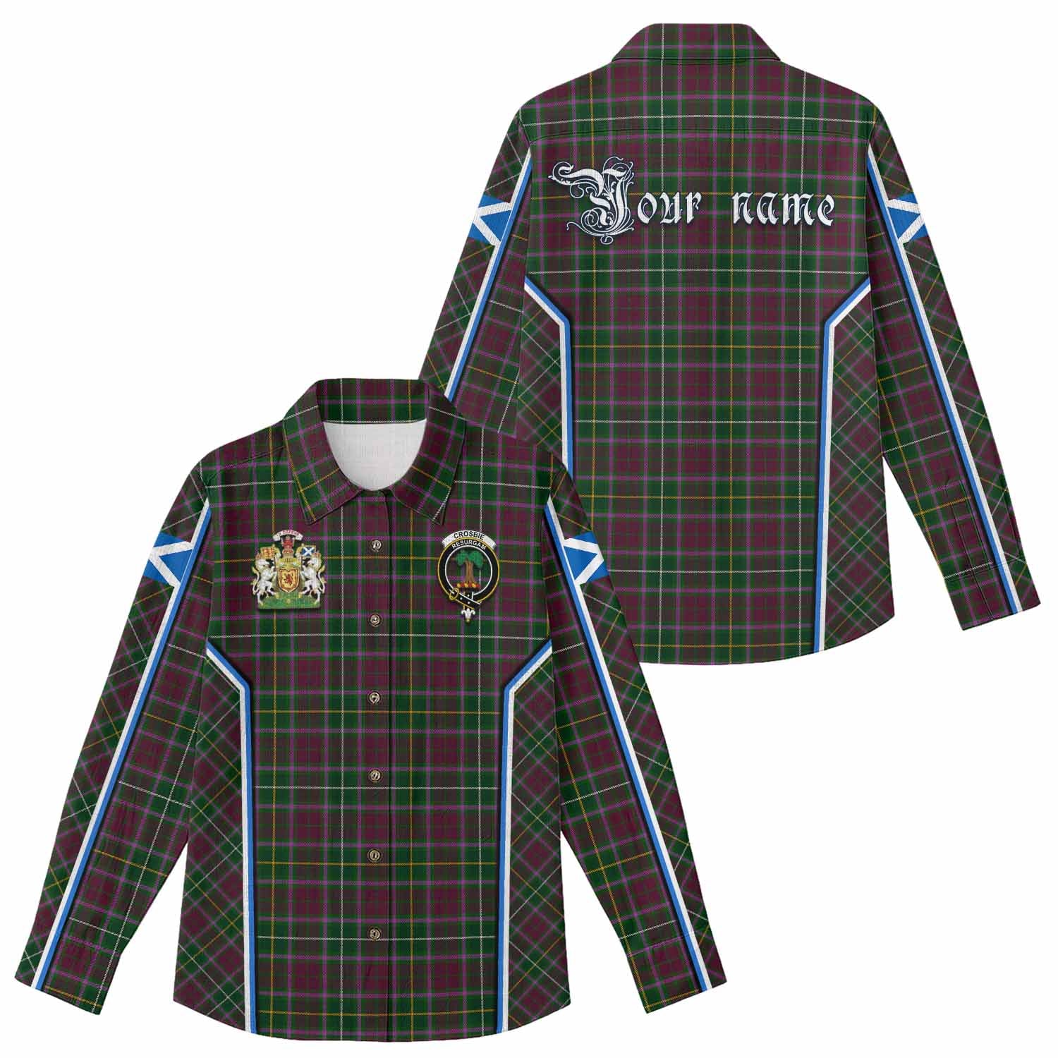 Crosbie Tartan Crest Women Casual Shirt Scotland Coat of Arm Flag Style - Tartan Vibes Clothing