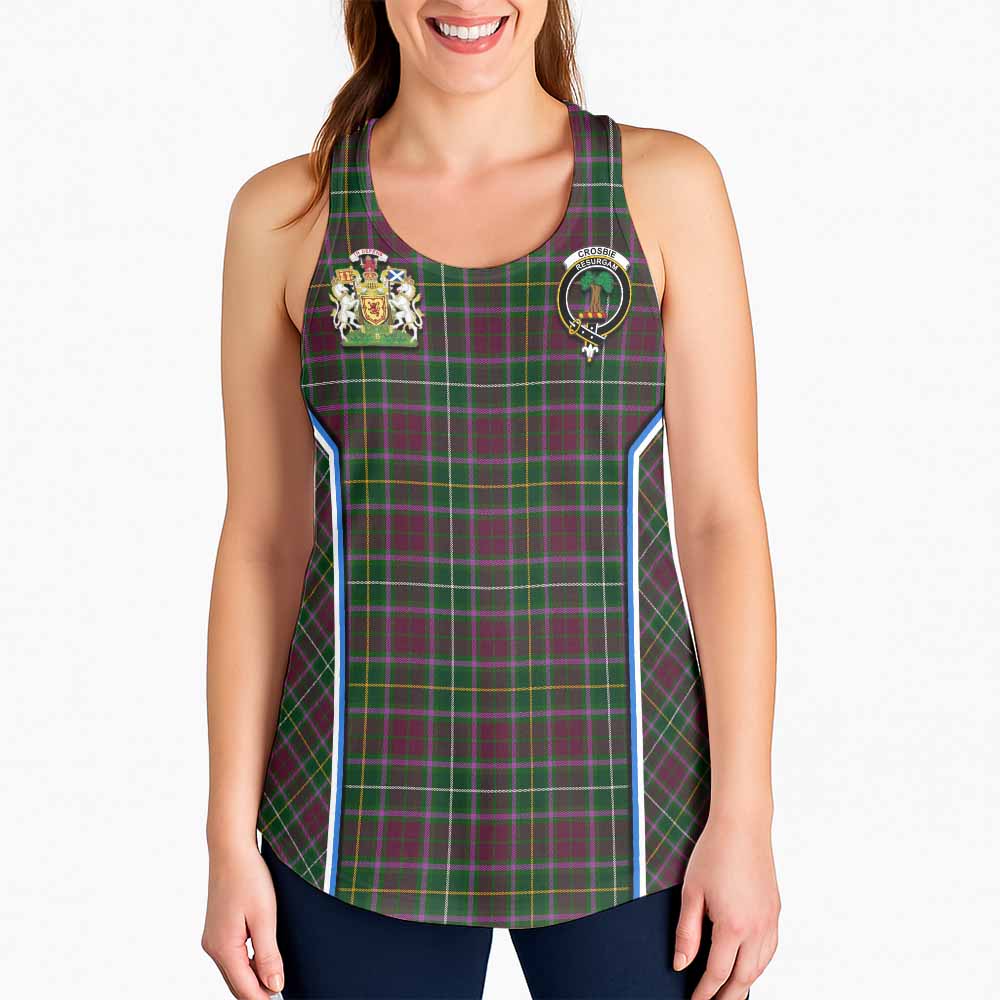 Crosbie Tartan Crest Women Racerback Tanks Scotland Coat of Arm Flag Style - Tartan Vibes Clothing