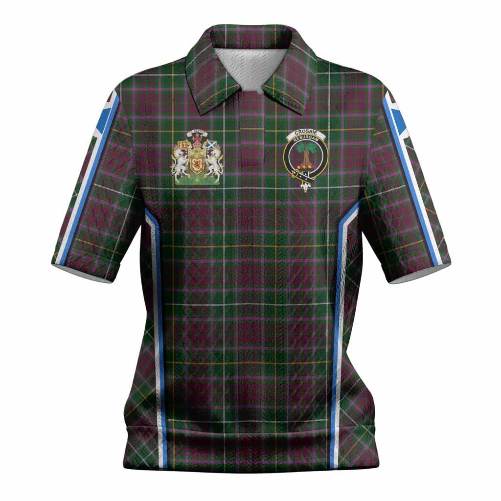 Crosbie Tartan Crest Women’s Polo Sweater Top Scotland Coat of Arm Flag Style