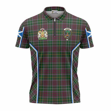 Crosbie Tartan Crest Zipper Polo Shirt Scotland Coat of Arm Flag Style - Tartan Vibes Clothing