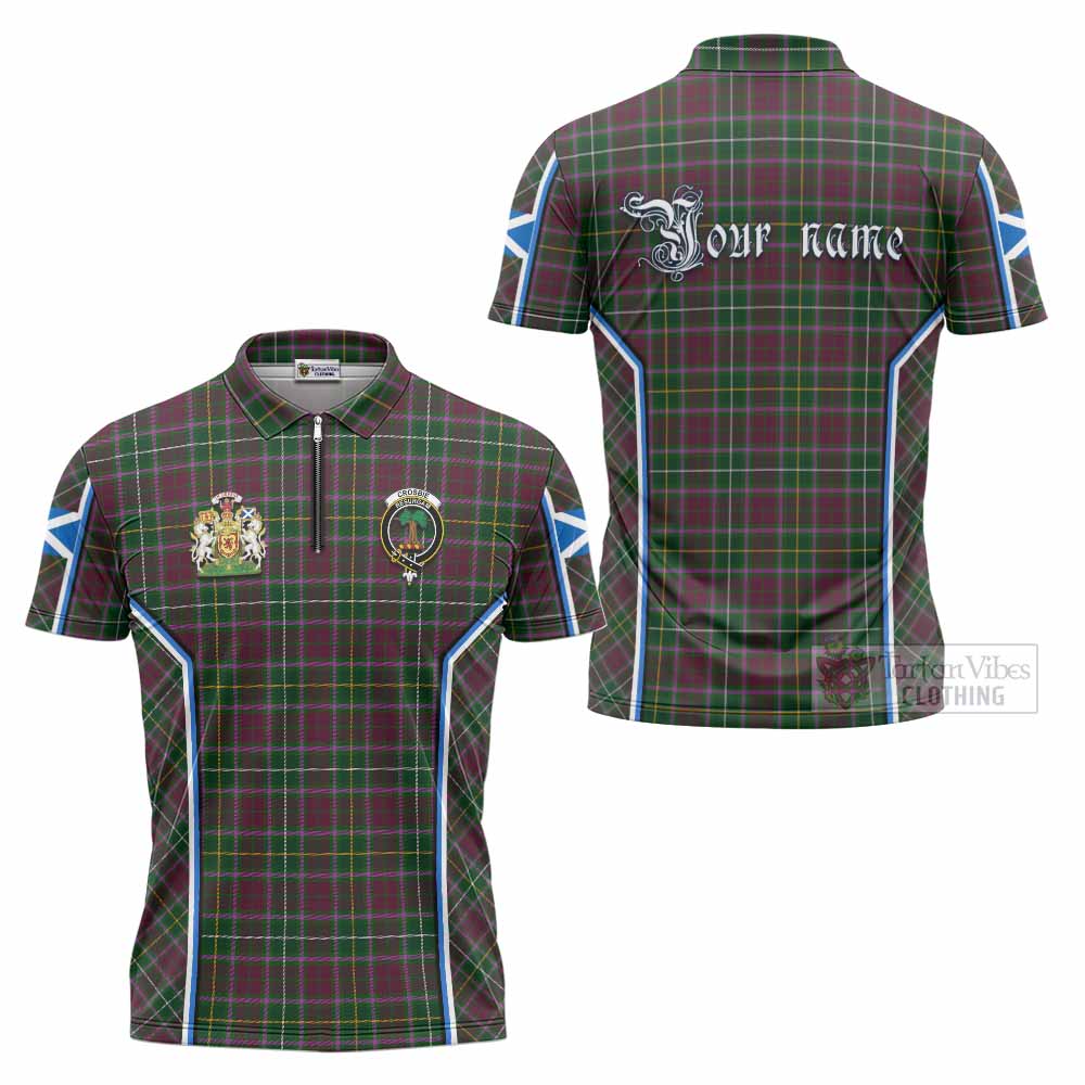 Crosbie Tartan Crest Zipper Polo Shirt Scotland Coat of Arm Flag Style - Tartan Vibes Clothing