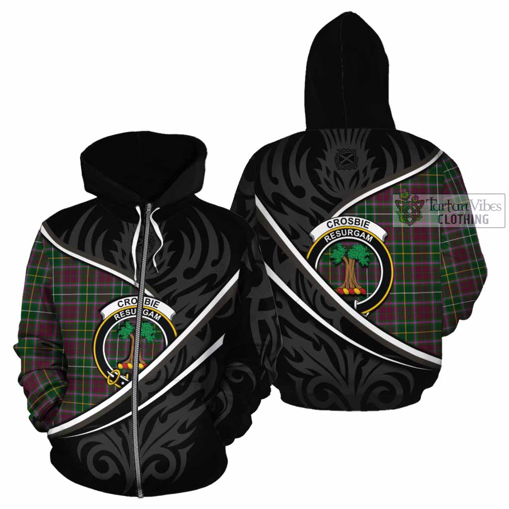 Crosbie Tartan Family Crest Cotton Hoodie Celtic Scottish Thistle Floral - Tartan Vibes Clothing